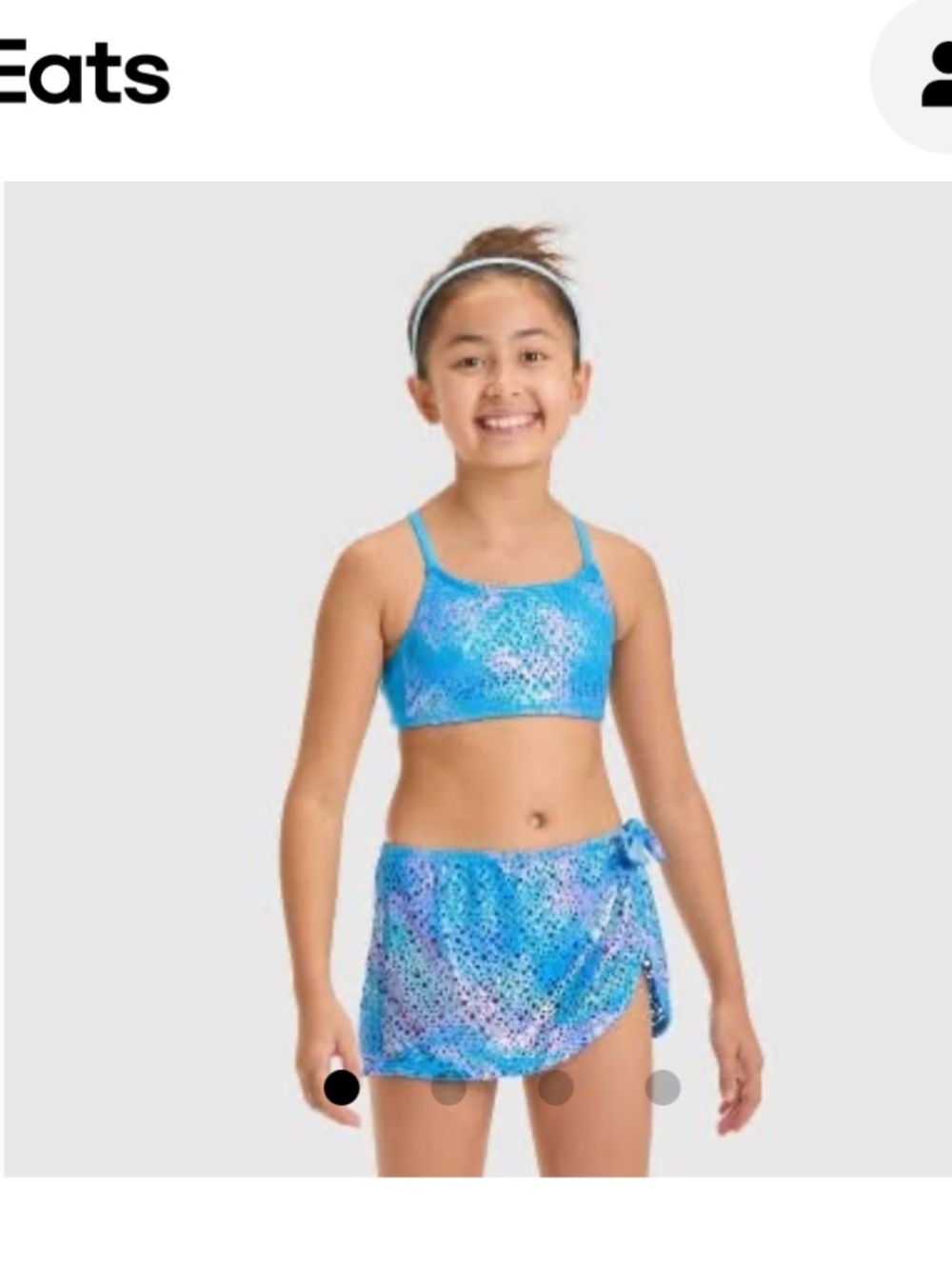 NWT Toddler Girl’s Cat & Jack Blue Polka Dots Bikini Set 3pc with swim skirt